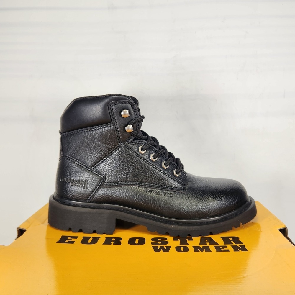 Eurostar Cascade Steel Toe Work Boots Women Size 7.5 Black Slip Resistant